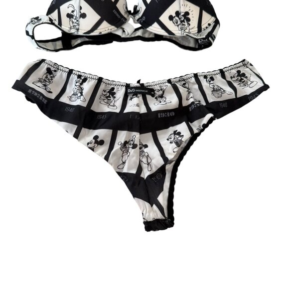 Dolce Gabbana ultra rare mickey mini Bra and cheeky pantie set Y2K VTG 70B 32B - Picture 6 of 16